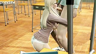 Young girl deals with cursed bra in university hentai animation.