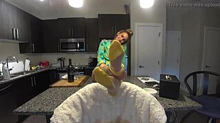 Horny step son licks my nylon soles!