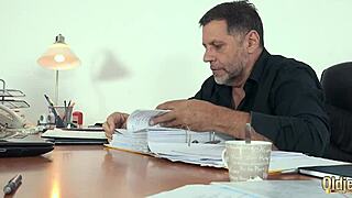 old guy enjoys threesome with two young beautiful girls