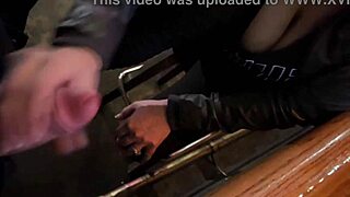 A married woman has a public blowjob and wades through cum