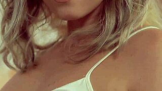 dominant eurobabe masturbating her trimmed cunt in solo fetish play