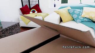 Petite brunette cutie bangs monster cock in pov