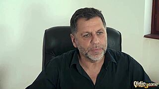 old guy enjoys threesome with two young beautiful girls