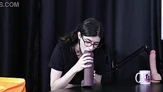 Yumi Trap Transsexual Sheer Red Demonstrates Blowjob On Toy In Lingerie