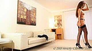 Mistress Jamie Jenkins Teases in Fishnet Stockings and Stilettos, Whipping Your Submissive Desires Into Frenzy.