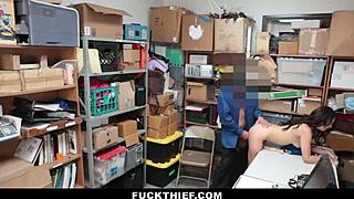 teen burglar caught hiding goods, gets punished by big cock in garage