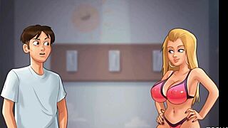 summertime saga unfolds with a wild reverse gangbang scene on the beach