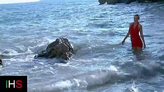 Beautiful girl gets bent over and fucked hard at the seaside, fantastic view