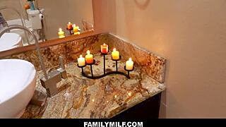 FamilyMilf - Blonde stepmom India Summer climaxes hard while banging stepson in steamy bathroom POV