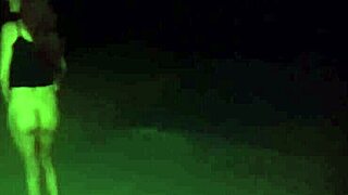 i take my wife for a walk without panties on the beach at night!