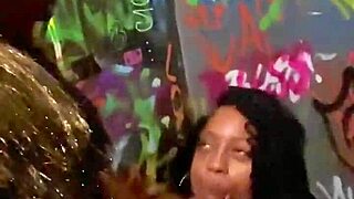 Black Amateur Licks Cock After Fucking in Party Bathroom