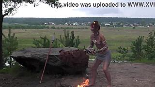 Outdoor Mature Amateurs in Stone Age Survival Version 4