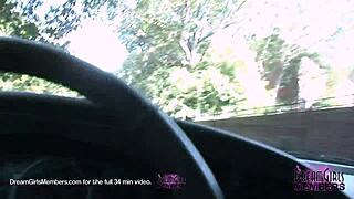 zoe bares her great tits and pussy in public