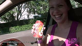 zoe bares her great tits and pussy in public