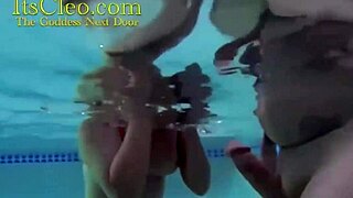 Watch Cleo and Annie Knight gag on cock and get cum underwater