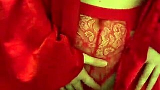 Brunette In Red Lingerie PLAYS WITH HERSELF