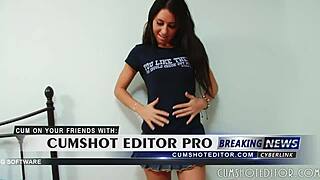 hot brunette slut stuffs pussy with pink dildo intensely