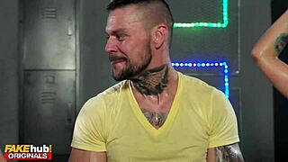 Fakehub gym bitches, bent over for femdom blowjob and riding?