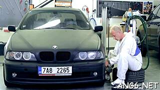 Dirty Tracy gives goddess blowjob in cowgirl position