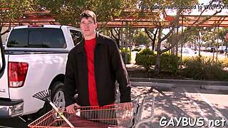 blindfolded guy gets tricked into a blowjob by a hunk