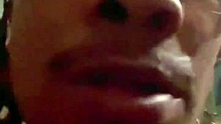 Black Amateur Licks Cock After Fucking in Party Bathroom
