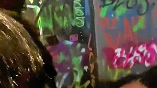 Black Amateur Licks Cock After Fucking in Party Bathroom