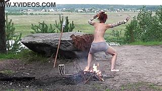Outdoor Mature Amateurs in Stone Age Survival Version 4
