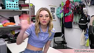 cute teen 18+ demi hawks caught shoplifting and now its time for her tiny 18+ pussy to get punished in garage