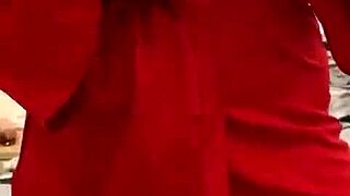 Brunette In Red Lingerie PLAYS WITH HERSELF