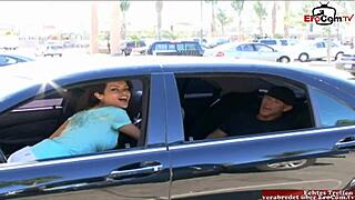 brunette latina teen with big natural tits gets picked up and uses vibrator