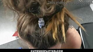 So, this cute big tits teen shoplifter got caught. Security guard with big dick nailed her hard!