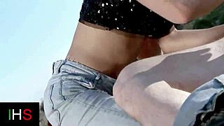 the sexy blonde gets bent over and fucked outdoors by a lustful male