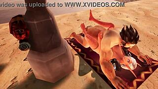 Beautiful anime couple in hentai Warcraft parody having POV missionary and anal sex on beach.