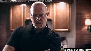 Step dad sneaks into a hot FFM threesome with lesbian girlfriend duo.