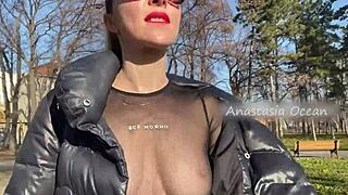 flashing my big boobs in a public park