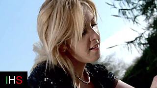 the sexy blonde gets bent over and fucked outdoors by a lustful male