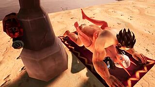 Beautiful anime couple in hentai Warcraft parody having POV missionary and anal sex on beach.