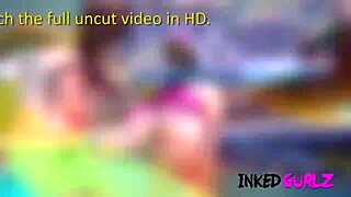 inked gurlz - tattooed petite 18+ brunette fucked in outside family pool