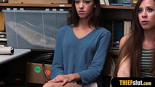 Pervy Cop Bangs Two Shoplifter Teens at Once in Wild Action