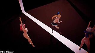 Adorable girls dancing cutely to the song in this r18 mmd video.