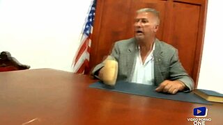 Brunette and blonde sluts banged hard in public tribunal.