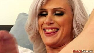 Passionate Blonde Shemale Falls In Love With A Massive Black Cock