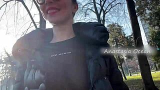 flashing my big boobs in a public park