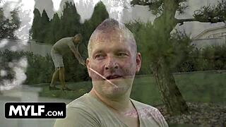 Beautiful Milf in Bikini Seduces Neighbor Boy, Takes Hot Cum on Face