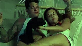 Cute girl gives boyfriend handjob
