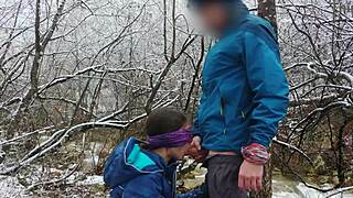 Couple Sneaks Public Blowjob And Cum Swallow By Mountain River