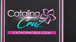 catalina cruz shows off massive tits. they’re bursting out of her tight blouse.
