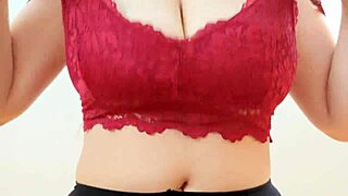 overwhelming pleasure as teen 18+ rides and squirts in crimson top