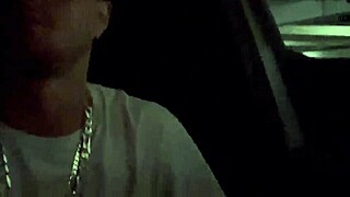 Skinny amateur performs deepthroat on big cock in homemade car bondage