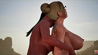 Futa3DX - Futa Brunette and Blonde Babes Screw Hard in Desert. Stranded and Wild!